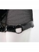 Patent Leather Splicing Elastic Mesh Rivet Chain Black Super Short Punk Pants