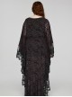 Black And Red V Neck Stretch Knit With Lace Gothic Bat Silhouette Dress