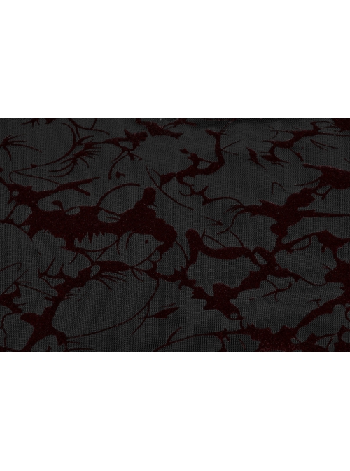 Black And Red V Neck Stretch Knit With Lace Gothic Bat Silhouette Dress