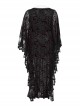 Black And Red V Neck Stretch Knit With Lace Gothic Bat Silhouette Dress