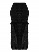 Gorgeous Black Embossed Velvet Stitching Layered Lace Front Eyelet String Decoration Gothic Style Fishtail Skirt