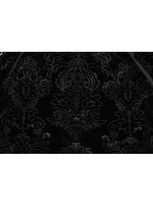 Gorgeous Black Embossed Velvet Stitching Layered Lace Front Eyelet String Decoration Gothic Style Fishtail Skirt