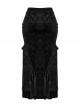 Gorgeous Black Embossed Velvet Stitching Layered Lace Front Eyelet String Decoration Gothic Style Fishtail Skirt