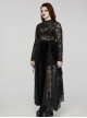 Sexy Black Velvet Spliced ​​Lace Ruffled Front Long Back Short Gothic Style Rope Skirt
