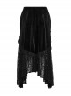 Sexy Black Velvet Spliced ​​Lace Ruffled Front Long Back Short Gothic Style Rope Skirt
