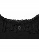 Black Stretch Knitted One Shoulder Collar With Ruffles And A Pendant On The Chest Gothic Style Simple T-Shirt