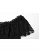 Black Stretch Knitted One Shoulder Collar With Ruffles And A Pendant On The Chest Gothic Style Simple T-Shirt
