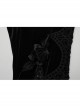 Sexy Black Stretch Velvet With Lace Front Feather Flower Decoration Gothic Style Flared Pants