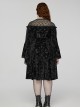 Black Lace Mesh Patchwork Velvet Rose Embossed Chest Embroidery Patch With Flared Sleeves Gothic Style Long Sleeved Dress
