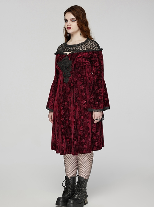 mesh patch dress Long Sleeve Off Shoulder Satin Patchwork Mesh Dress, Black / XS
