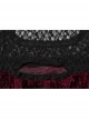 Black Red Lace Mesh Patchwork Velvet Rose Embossed Chest Embroidery Patch With Flared Sleeves Gothic Style Long Sleeved Dress