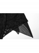 Black Elastic Lace Slim Fit Slightly Transparent Front Cuffs With Tie Design Gothic Style V-Neck Long Sleeved T-Shirt