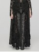 Black Elastic Knitted Patchwork Inverted Triangle Lace Front Lace Decoration Gothic Style Skirt
