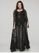 Black Elastic Knitted Patchwork Inverted Triangle Lace Front Lace Decoration Gothic Style Skirt