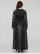 Black Elastic Knitted Patchwork Inverted Triangle Lace Front Lace Decoration Gothic Style Skirt