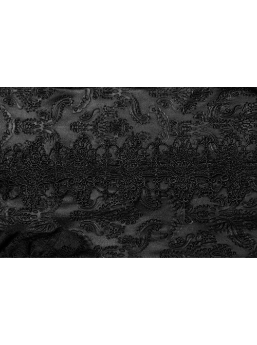 Black Elastic Knitted Patchwork Inverted Triangle Lace Front Lace Decoration Gothic Style Skirt