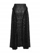 Black Elastic Knitted Patchwork Inverted Triangle Lace Front Lace Decoration Gothic Style Skirt