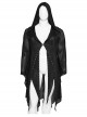 Irregular Black Flocking Fine Mesh Splicing Lace Edge Corn Decoration Gothic Style Hooded Drawstring Coat