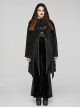 Irregular Black Flocking Fine Mesh Splicing Lace Edge Corn Decoration Gothic Style Hooded Drawstring Coat