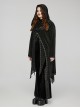 Irregular Black Flocking Fine Mesh Splicing Lace Edge Corn Decoration Gothic Style Hooded Drawstring Coat