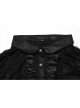 Black Lace Irregular Hole Knitted Back Panel Adjustable Tie Rope Gothic Style Open Collar Long Sleeve Dress