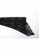 Black Lace Irregular Hole Knitted Back Panel Adjustable Tie Rope Gothic Style Open Collar Long Sleeve Dress