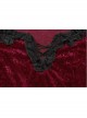 Sexy Black And Red Elastic Velvet With Lace Sleeves And Eyelet Decoration On The Hem Gothic Style V-Neck Embossed Dress