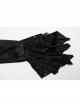 Gorgeous Black Embossed Velvet With Lace Bat Collar And Adjustable Back Tie Gothic Style Trumpet Sleeve Dress