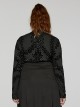 Black Elastic Flocked Printed Knitted High Collar Gothic Style Long Sleeve T-Shirt