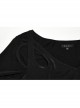 Black Elastic Flocking Side Waist Ruffles With Back Waist Tie Gothic Style Long Sleeve Off Shoulder Dress