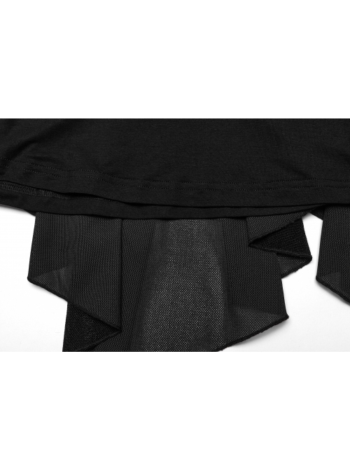 Black Elastic Flocking Side Waist Ruffles With Back Waist Tie Gothic Style Long Sleeve Off Shoulder Dress