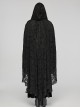 Exquisite Black Loose Elastic Pattern Mesh Fabric Front Center Velvet Tie Up Decorated Gothic Style Lace Cape
