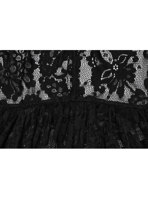 Exquisite Black Loose Elastic Pattern Mesh Fabric Front Center Velvet Tie Up Decorated Gothic Style Lace Cape