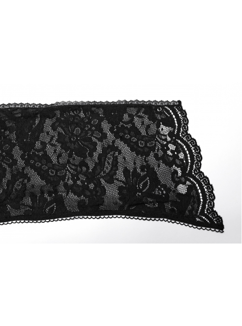 Exquisite Black Loose Elastic Pattern Mesh Fabric Front Center Velvet Tie Up Decorated Gothic Style Lace Cape