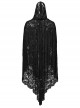Exquisite Black Loose Elastic Pattern Mesh Fabric Front Center Velvet Tie Up Decorated Gothic Style Lace Cape