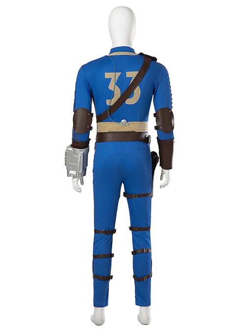 TV Drama Fallout Male Version Blue Bodysuit Suit Halloween Cosplay Costume Set Without Boots