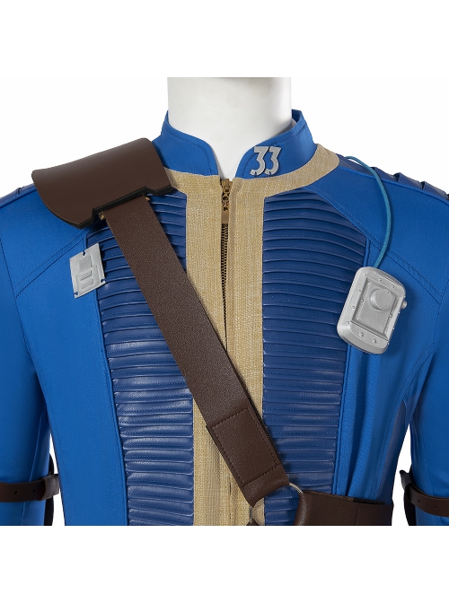 TV Drama Fallout Male Version Blue Bodysuit Suit Halloween Cosplay Costume Set Without Boots