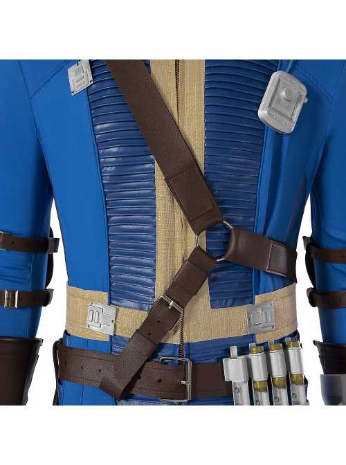 TV Drama Fallout Male Version Blue Bodysuit Suit Halloween Cosplay Costume Set Without Boots