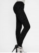 Flocking Patterned Side Lace Asymmetrical Lace-Up Black Gothic Pants