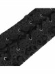 Flocking Patterned Side Lace Asymmetrical Lace-Up Black Gothic Pants