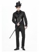 Twill Suit Material Side Pocket Floral-Shaped Webbing Black Gothic Pants