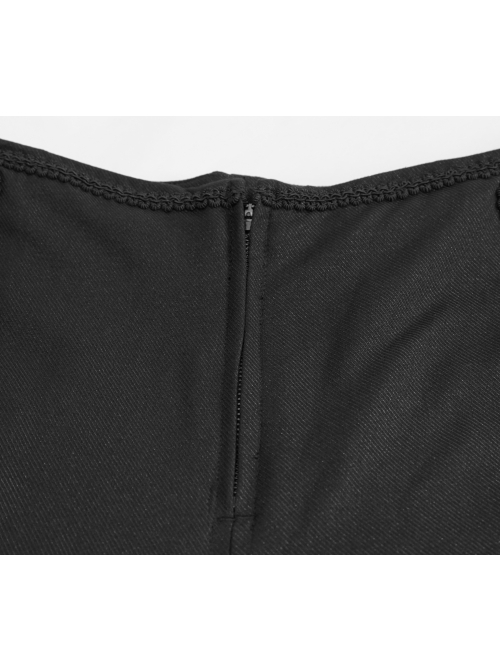 Twill Suit Material Side Pocket Floral-Shaped Webbing Black Gothic Pants