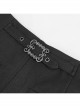 Twill Suit Material Side Pocket Floral-Shaped Webbing Black Gothic Pants