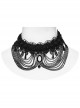 Black Exquisite Lace Overlapping Front Center Carved Gemstone Pendant Decoration Gothic Style Dual Purpose Necklace