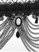 Black Exquisite Lace Overlapping Front Center Carved Gemstone Pendant Decoration Gothic Style Dual Purpose Necklace