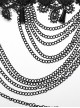Black Exquisite Lace Overlapping Front Center Carved Gemstone Pendant Decoration Gothic Style Dual Purpose Necklace