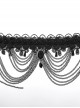 Black Exquisite Lace Overlapping Front Center Carved Gemstone Pendant Decoration Gothic Style Dual Purpose Necklace