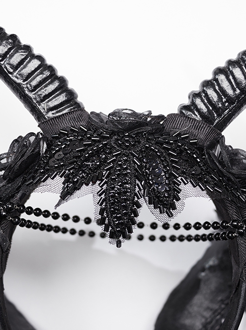 Personalized Black Three Dimensional Devil Horns With Exquisite Applique Gothic Style Headdress