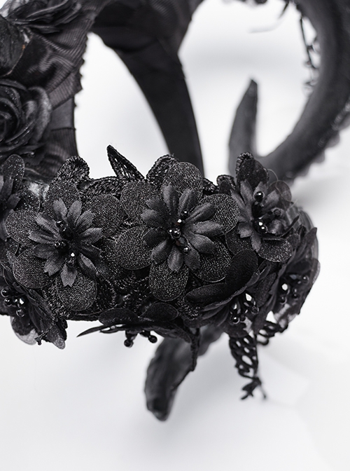 Personalized Black Three Dimensional Devil Horns With Exquisite Applique Gothic Style Headdress