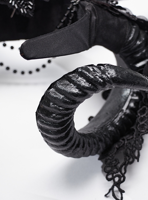 Personalized Black Three Dimensional Devil Horns With Exquisite Applique Gothic Style Headdress